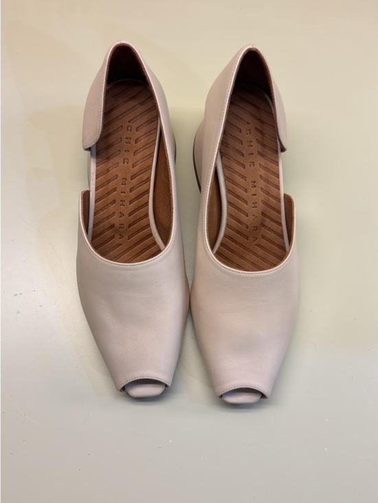 Chie Mihara Shoes - Chie Mihara Soft beige Peep-Toe leather Mules